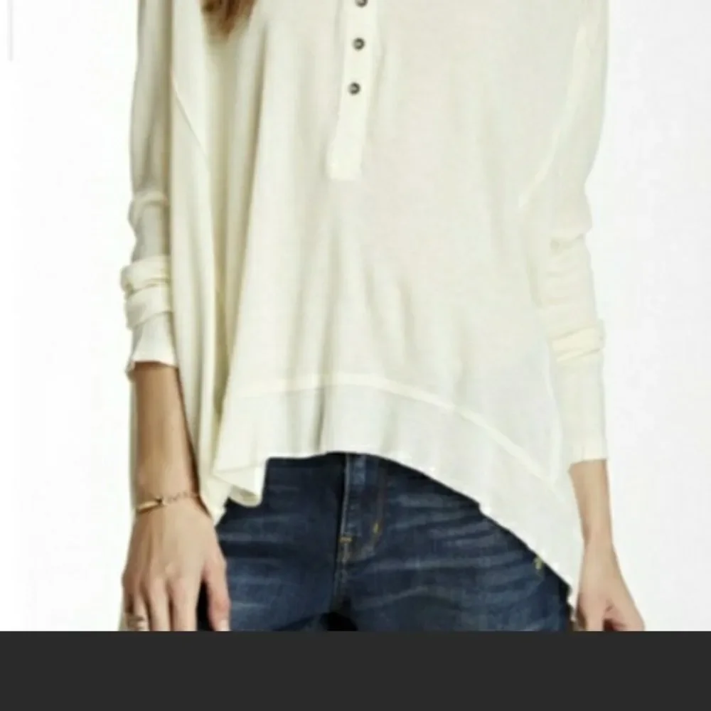Free People Benedict Canyon Henley Ivory Top Size S-P